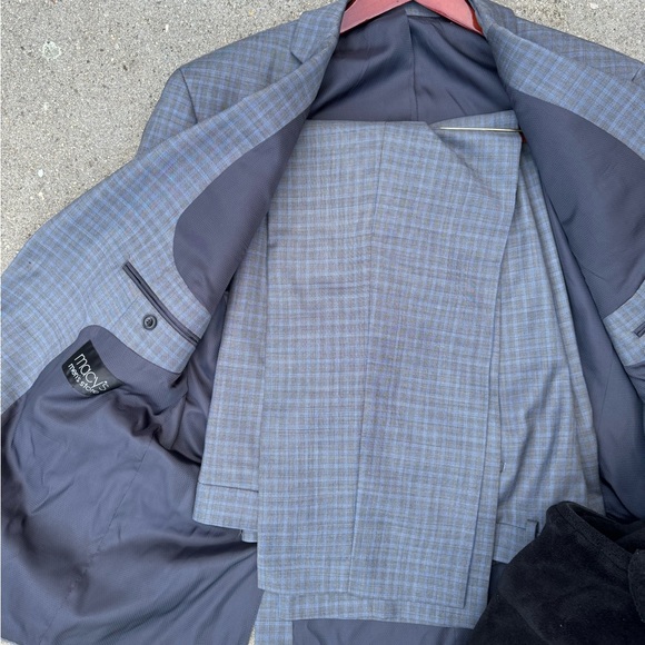 MICHAEL KORS MEN Classic Fit Wool Blend Stretch Suit Jacket PANTS SET PLAID BLUE - Picture 15 of 16